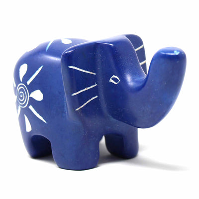 Soapstone Elephant - Medium - Dark Blue