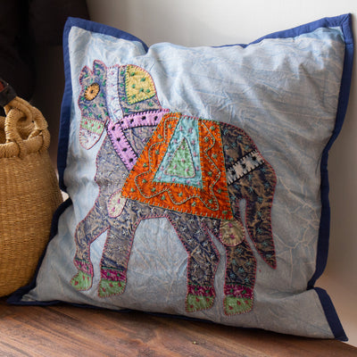 Upcycled Decorative Pillow Cover with Horse Applique - Colors will Vary