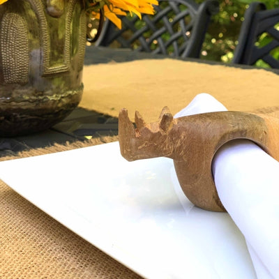 Mahogany Rhino Napkin Rings