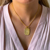 Handmade Hammered Dog Tag Pendant Matte Gold Brass Necklace