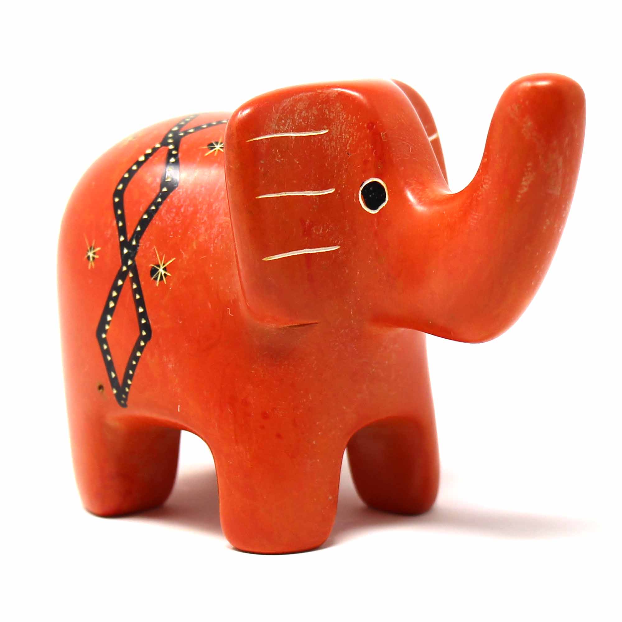 Soapstone Elephant - Medium - Orange