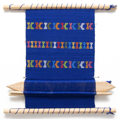 Guatemalan Hand Loom Wall Tapestry, Blue and Primary Colors