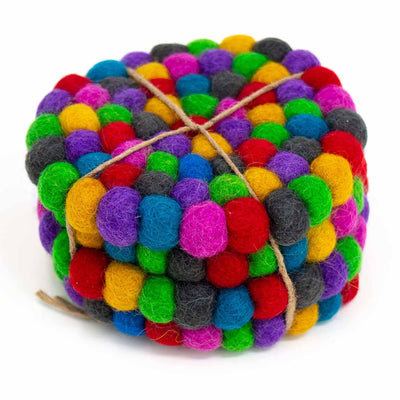 Kaleidoscope Felt Ball Coasters, Set of 4