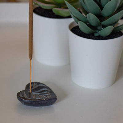 Grey Heart Soapstone Incense Holder with Sage Incense Sticks