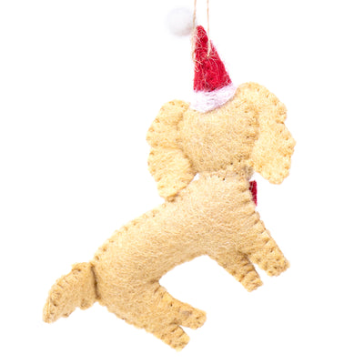 Labradoodle Santa Dog Handmade Felt Ornaments, Set of 2