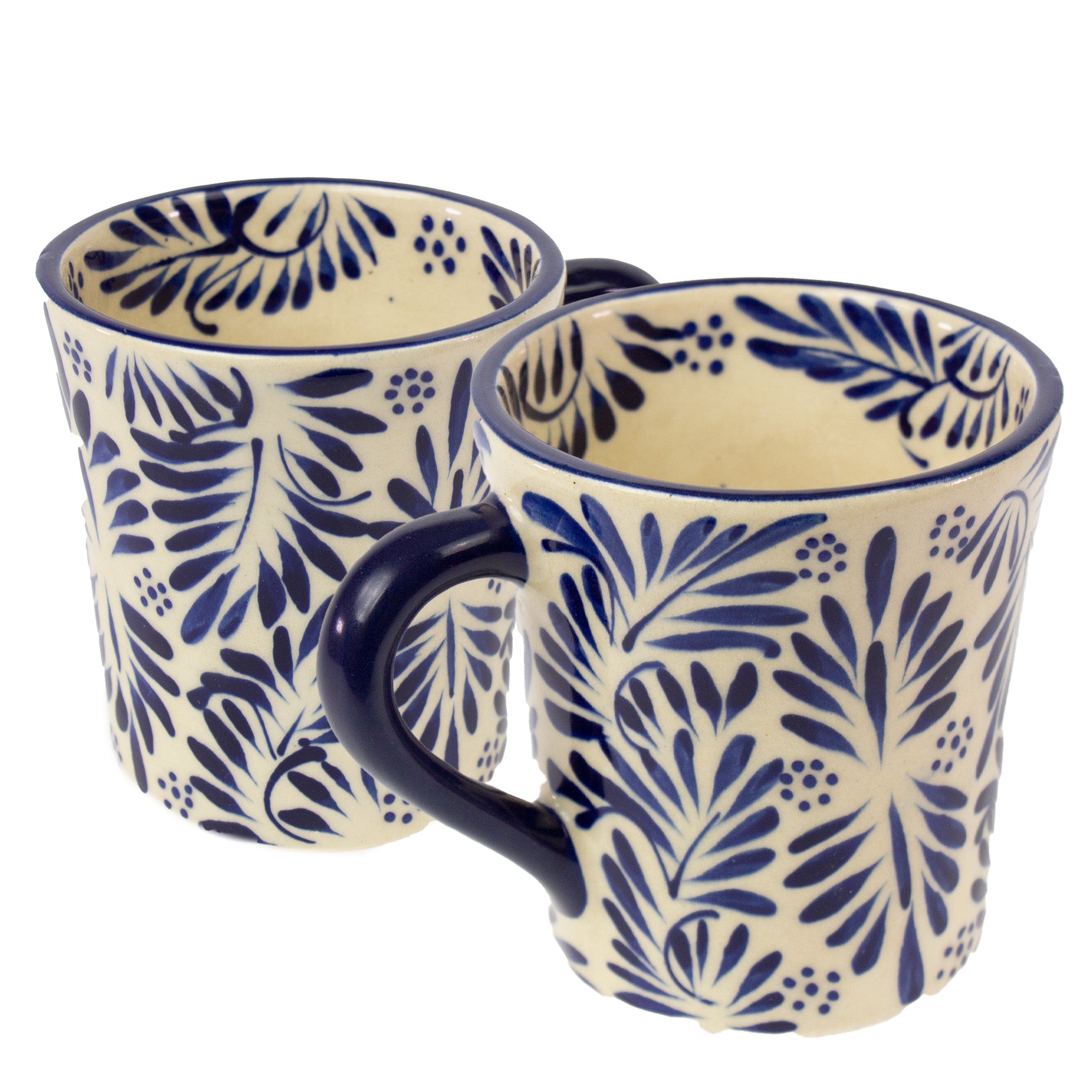 Encantada Mexican Handmade Pottery Set of 2 Mugs, Plumeodo