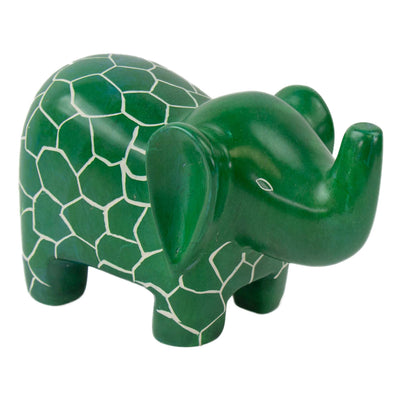 Extra Large Soapstone Elephant Sculpture - Green