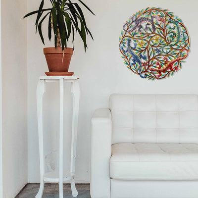 Four Geckos Haitian Steel Drum Wall Art, 24"