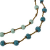 Handcrafted Clay Bead Long Necklace from Haitian Artisans, Blue