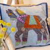 Upcycled Decorative Pillow Cover with Horse Applique - Colors will Vary