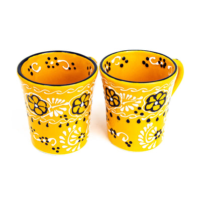 Mexican Pottery Flared Coffee Mugs, Mango