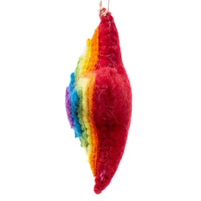 Needle Heart and STAR Burst Handmade Felt Ornaments, Set of 2