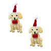 Golden Labrador Dog Santa Handmade Felt Ornaments, Set of 2
