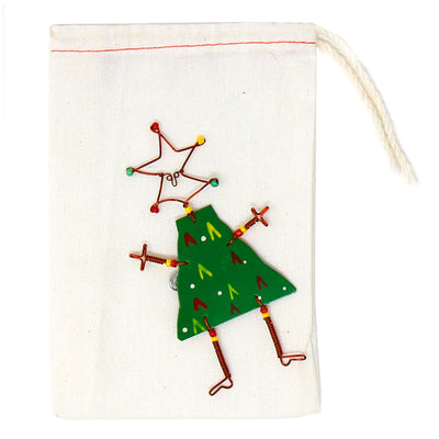 Dancing Girl Christmas Tree Pin with Linen Gift Bag - The Takataka Collection