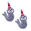 Seal Santa Handmade Felt Ornaments, Set of 2