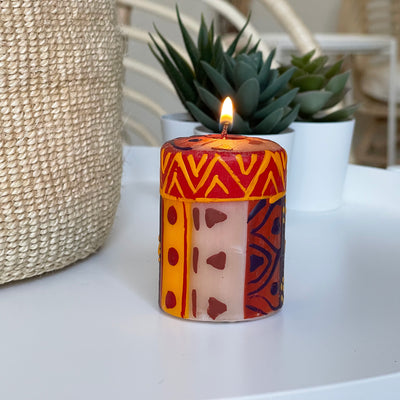 Unscented Hand-Painted Votive Candles, Boxed Set of 3 (Indabuko Design)