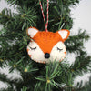 Sleeping Fox Handmade Felt Ornaments, Set of 2