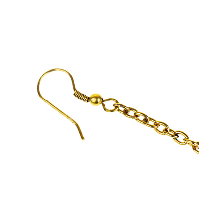 Handmade Carnelian Uncut Stone Brass Chain Earrings