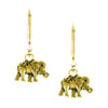 Elephant Trunk Up Brass Earrings, Golden