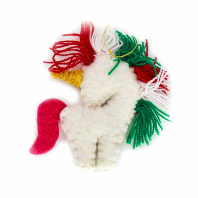 Christmas Unicorn Felt Ornament, Set of 2