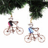 Recycled Wire Ornaments Bandana Bicycle Rider, Set of 2