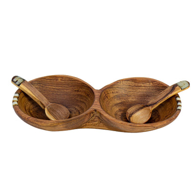 Rustic Olive Tray with Two Round Scoops