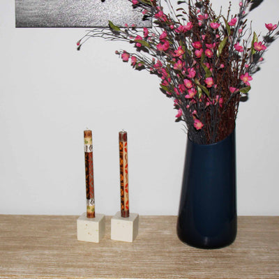 Unscented Hand-Painted Dinner Candles, Set of 2 (Akono Design)