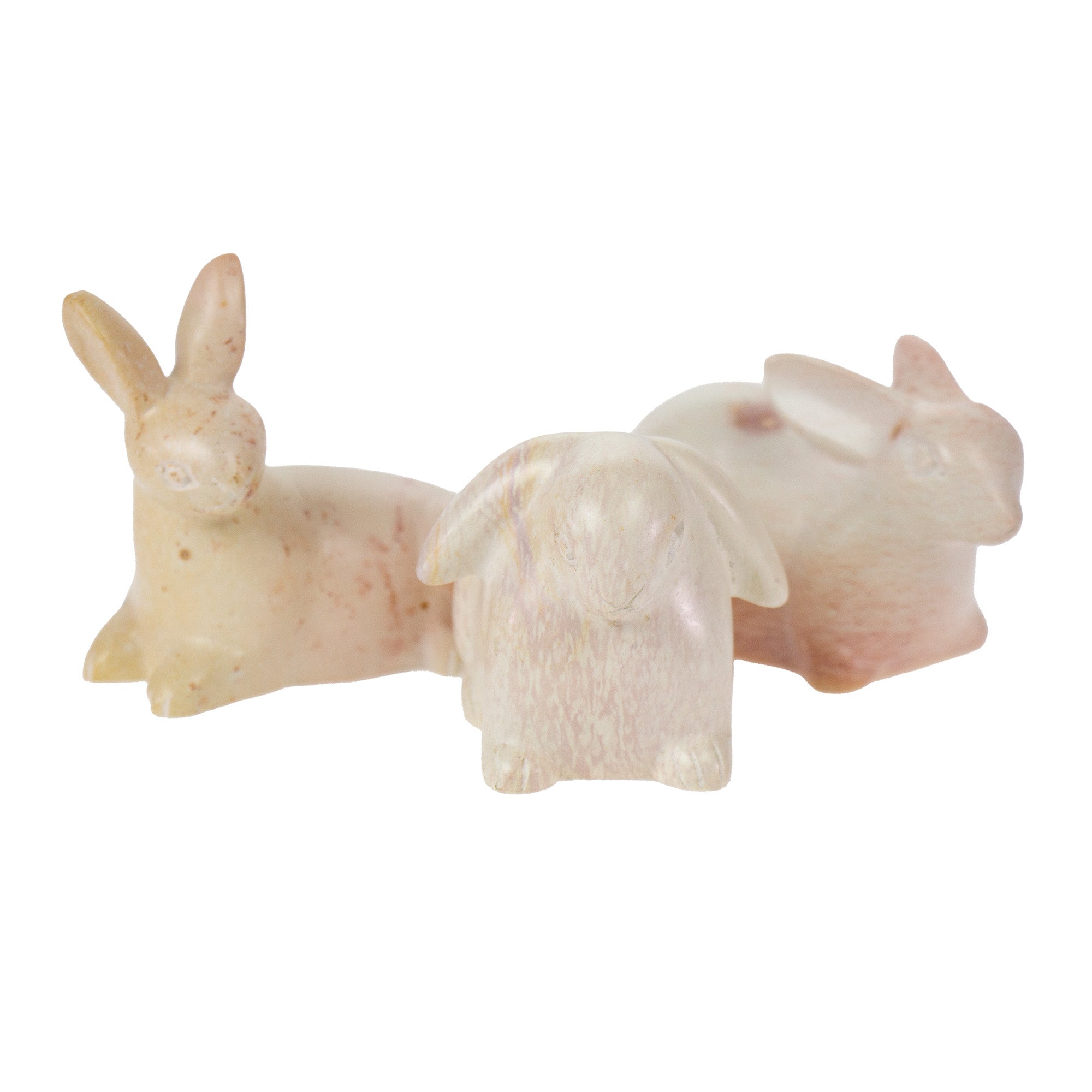 Soapstone Carved Floppy Bunnies, 3-Piece Set