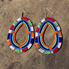 Maasai Bead Contrasting Multicolor Teardrop Earrings