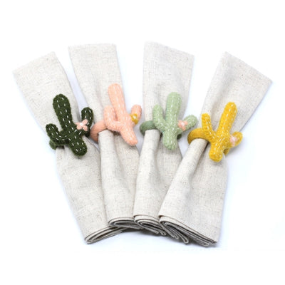 Hand-felted Cactus Napkin Rings, Set of Four Colors
