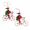 Recycled Wire Bicycle Santa Ornament, Set of 2