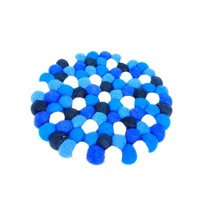 Felt Ball Trivets: Mediterranean Blue