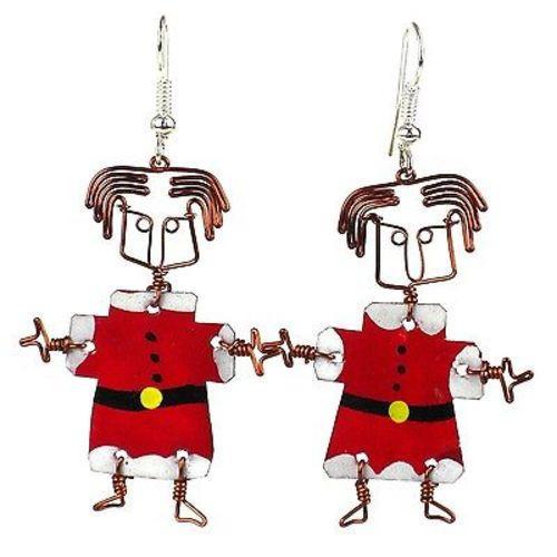 Set of 10 Dancing Girl Santa Earrings