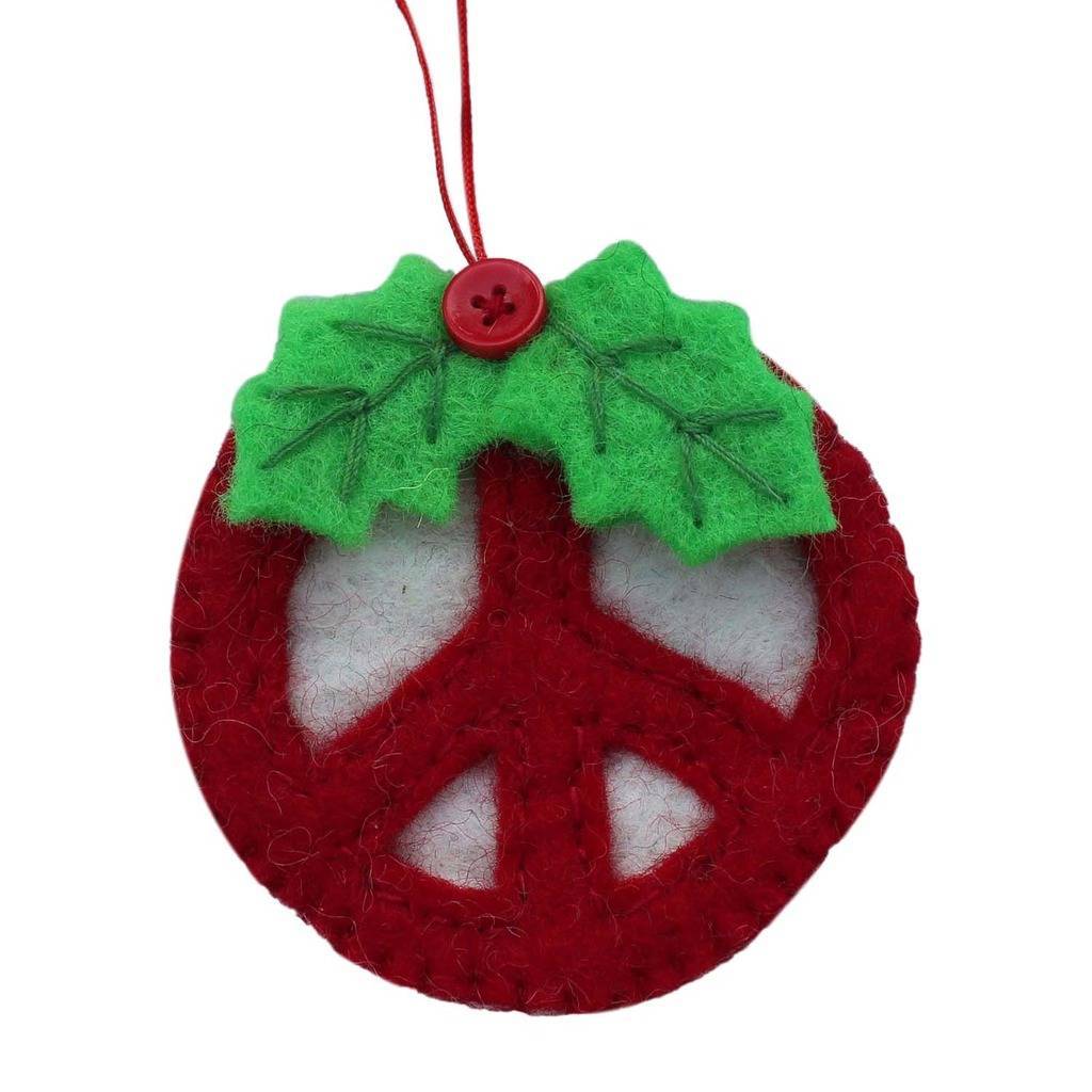 Red Peace Sign Ornament