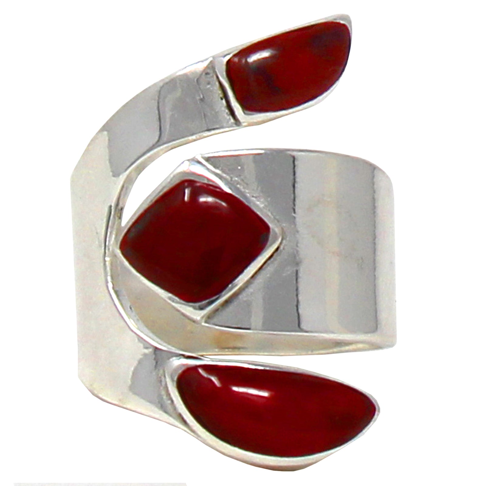 Alpaca Silver Wrap Red Jasper Ring - Size 8