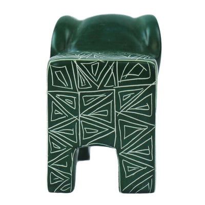 Large Soapstone Happy Elephant 4.5 inches - Green