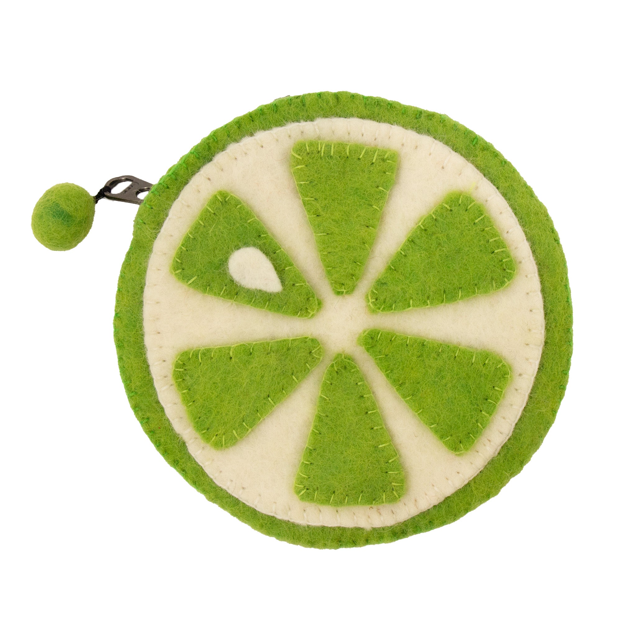 Handmade Felt Fruit Coin Purse - Lime