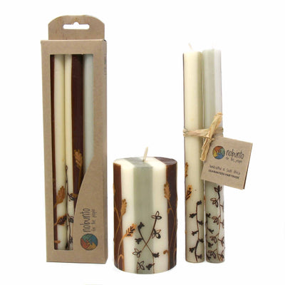 Unscented Hand-Painted Dinner Candles, Boxed Set of 3  (Kiwanja Design)