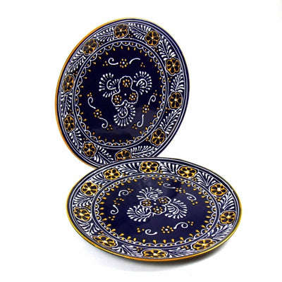 Encantada Handmade Pottery 11.75" Set of 2 Dinner Plates, Blue