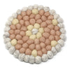 Felt Ball Trivets: Round Flower Design, Rose Quartz