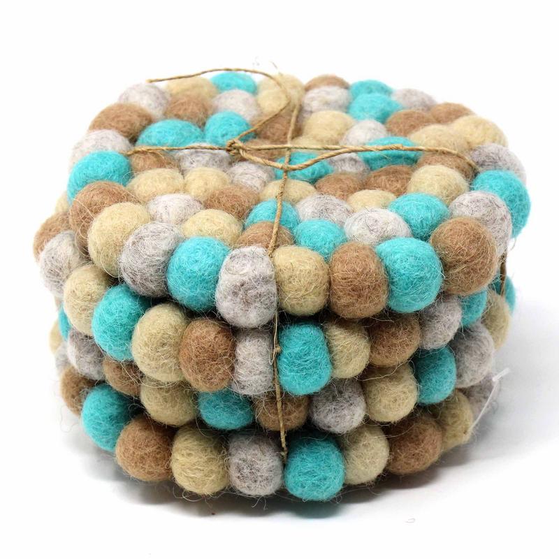 Felt Ball Coasters: 4-pack, Sky