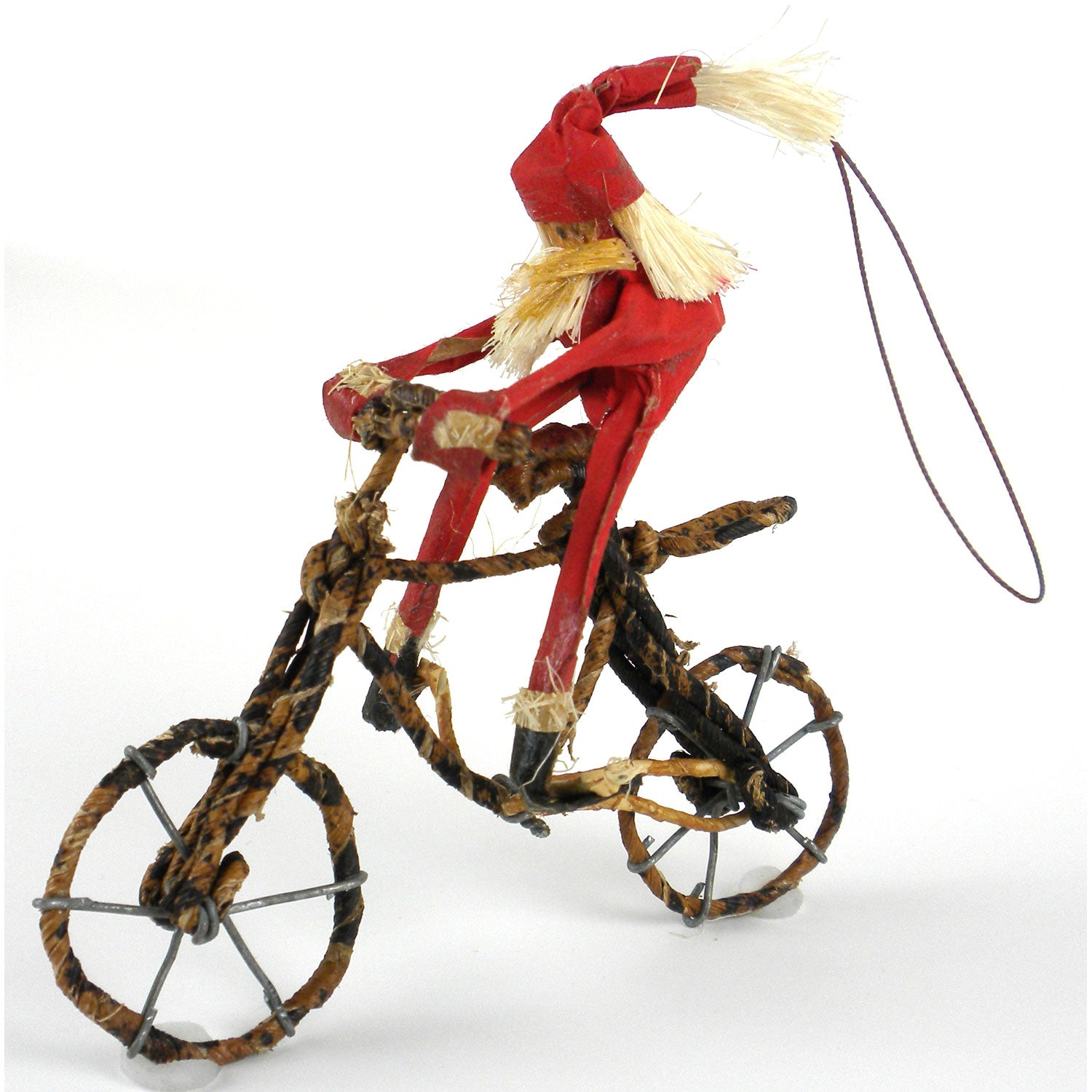 Banana Fiber Santa on a Bike Ornament