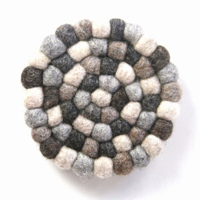 Felt Ball Trivets: Round, Greys