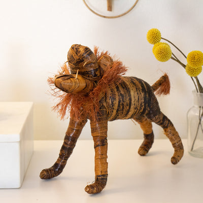 Large Banana Fiber Lion Safari Animal Sculpture