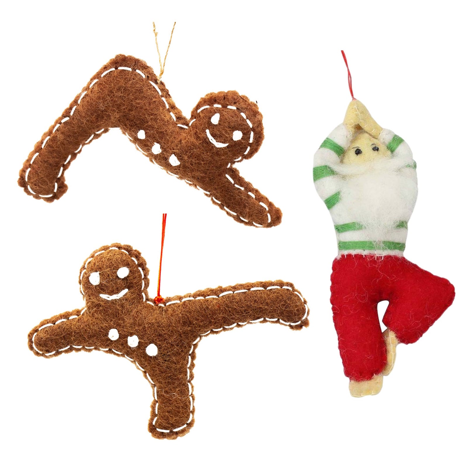 Yogi Santa and Ginger Friends Handmade Felt Ornament Collection