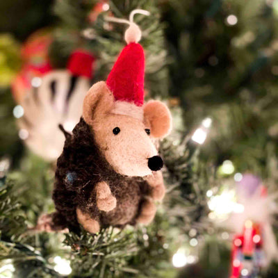 Hand Felted Christmas Ornament: Hedgehog