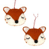 Sleeping Fox Handmade Felt Ornaments, Set of 2