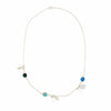 Mexican Taxco Alpaca Silver Feathers & Turquoise Charm Necklace