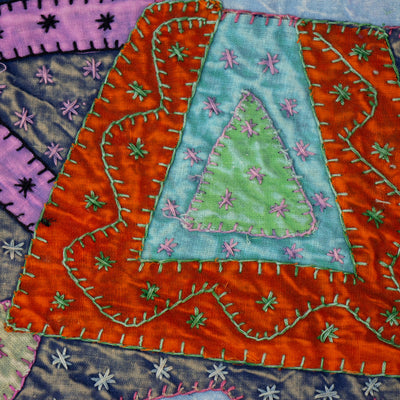Upcycled Decorative Pillow Cover with Horse Applique - Colors will Vary