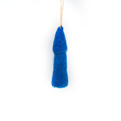 Blue Gnome Felt Ornaments, Set of 2